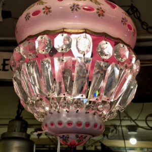 Cameo glass and crystal ceiling light