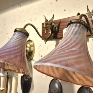 Cranberry opalescent shade wall sconces